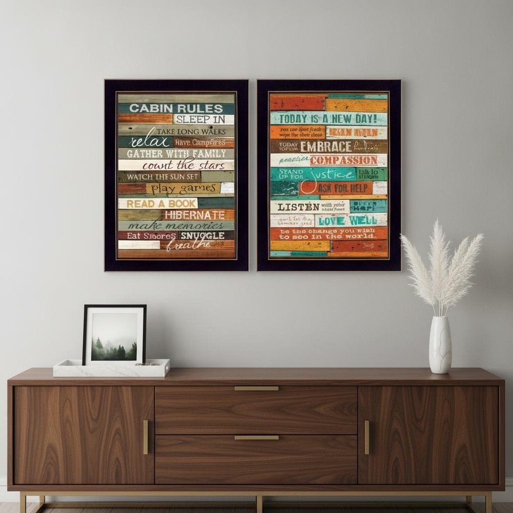 Set Of Two Wood Plank Black Framed Print Wall Art HomeRoots
