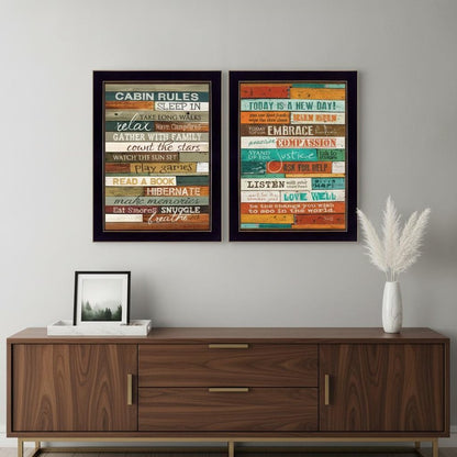 Set Of Two Wood Plank Black Framed Print Wall Art HomeRoots