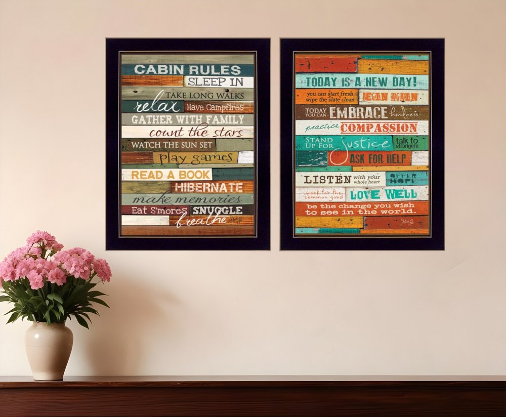 Set Of Two Wood Plank Black Framed Print Wall Art HomeRoots