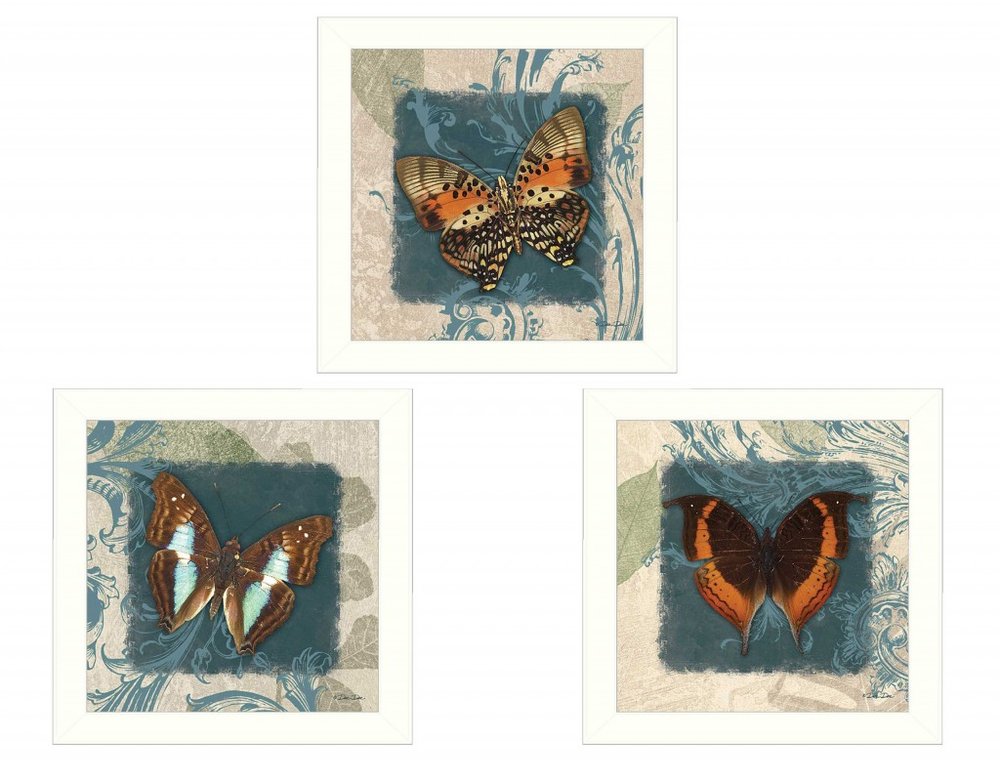 Set Of Three Butterflies White Framed Print Wall Art HomeRoots
