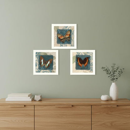Set Of Three Butterflies White Framed Print Wall Art HomeRoots