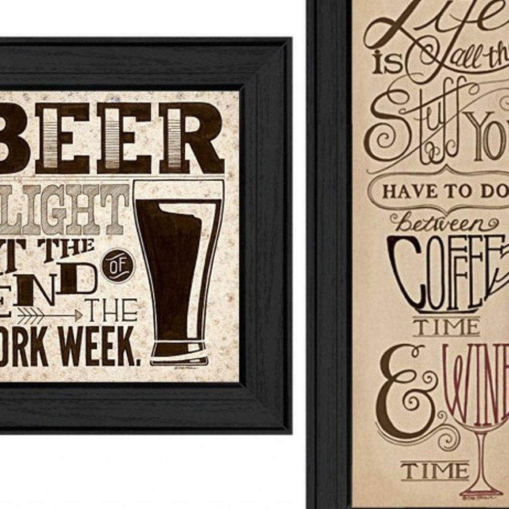 Set Of Three Beer Time Black Framed Print Wall Art HomeRoots