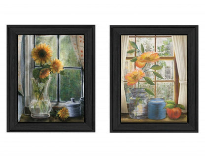 Set Of Two Flowers 1 Black Framed Print Wall Art HomeRoots