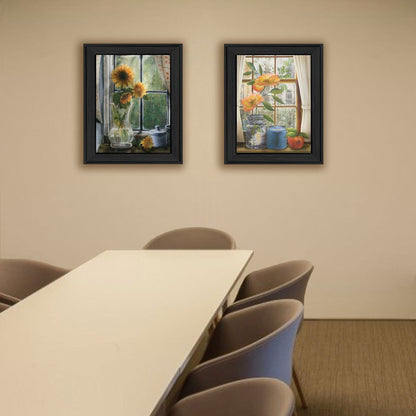 Set Of Two Flowers 1 Black Framed Print Wall Art HomeRoots
