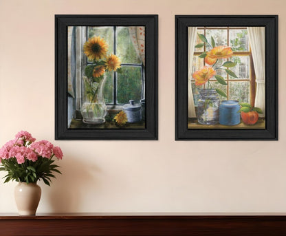 Set Of Two Flowers 1 Black Framed Print Wall Art HomeRoots