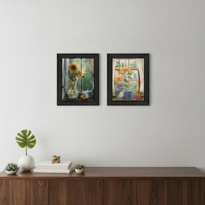 Set Of Two Flowers 1 Black Framed Print Wall Art HomeRoots