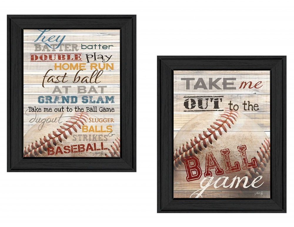 Set Of Two Baseball 1 Black Framed Print Wall Art HomeRoots