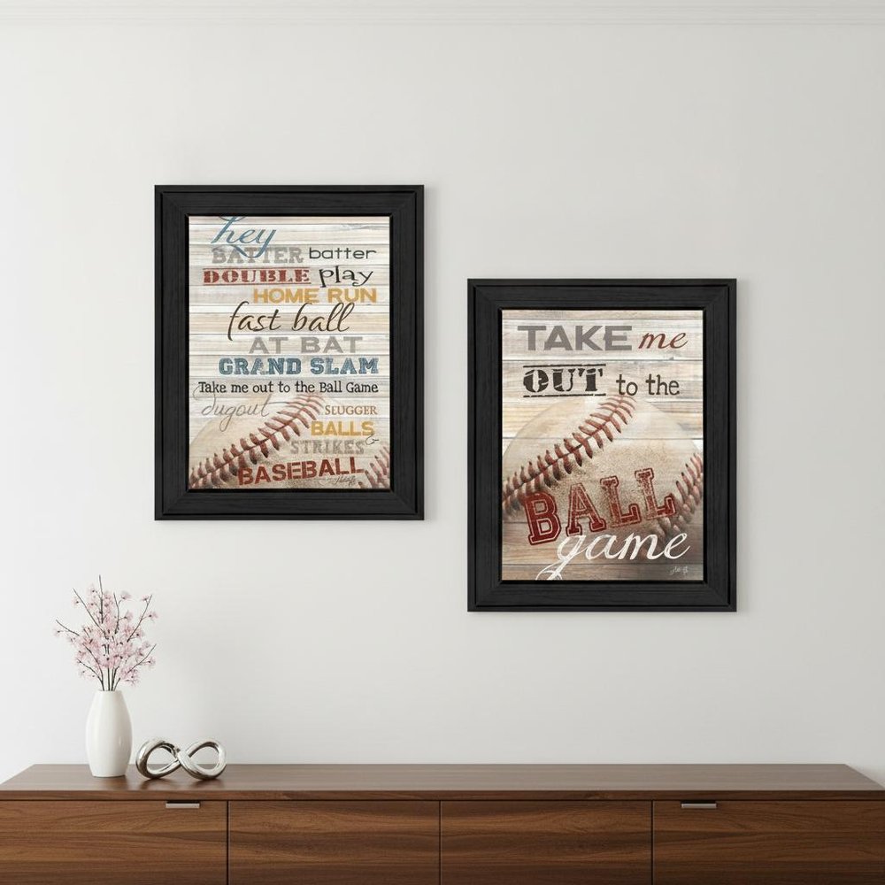 Set Of Two Baseball 1 Black Framed Print Wall Art HomeRoots