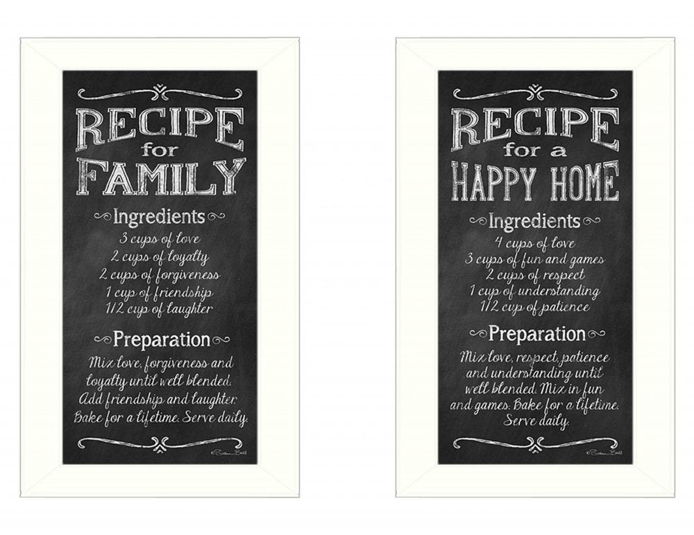 Set Of Two Family Recipe White Framed Print Wall Art HomeRoots