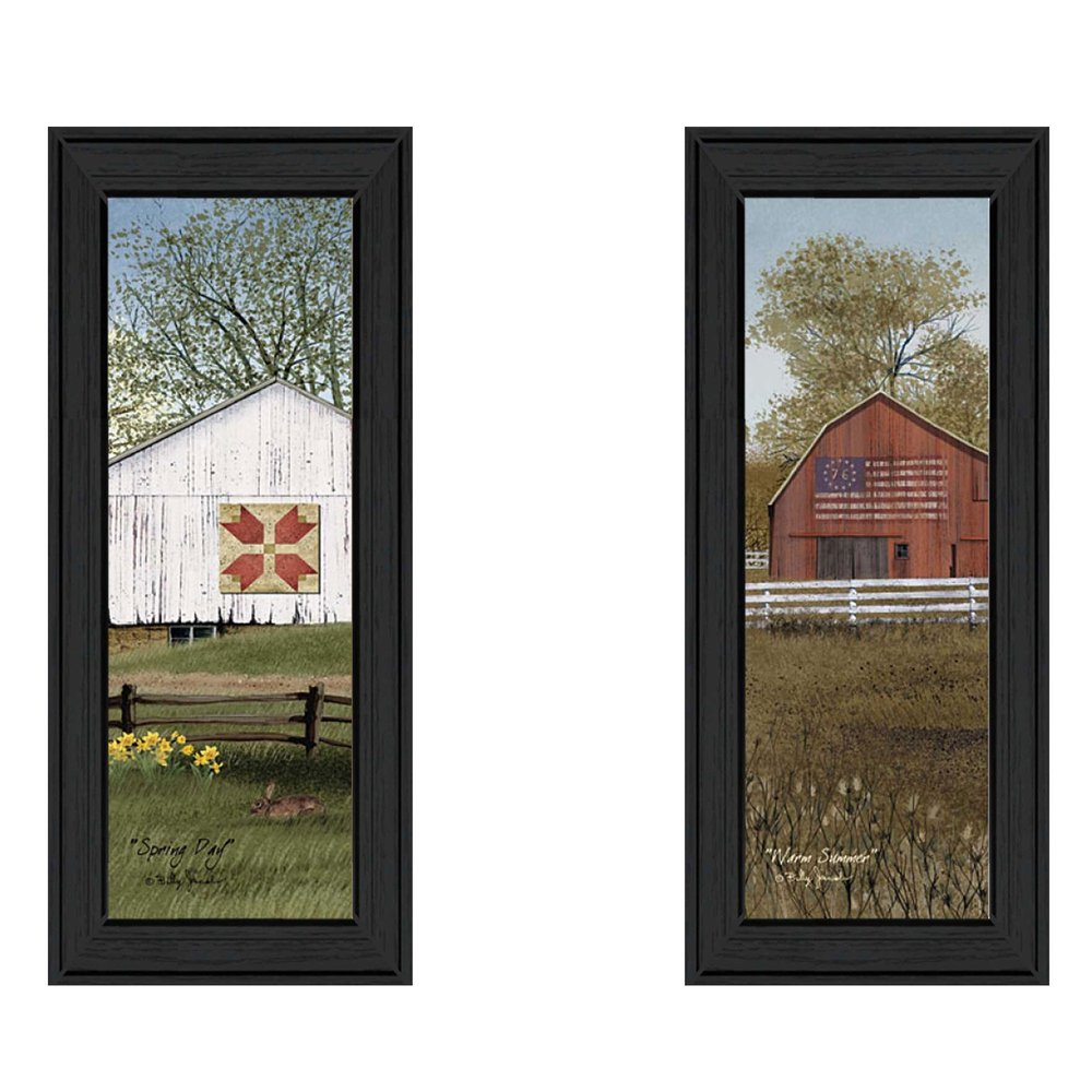 Set Of Two Country Barns 3 Black Framed Print Wall Art HomeRoots