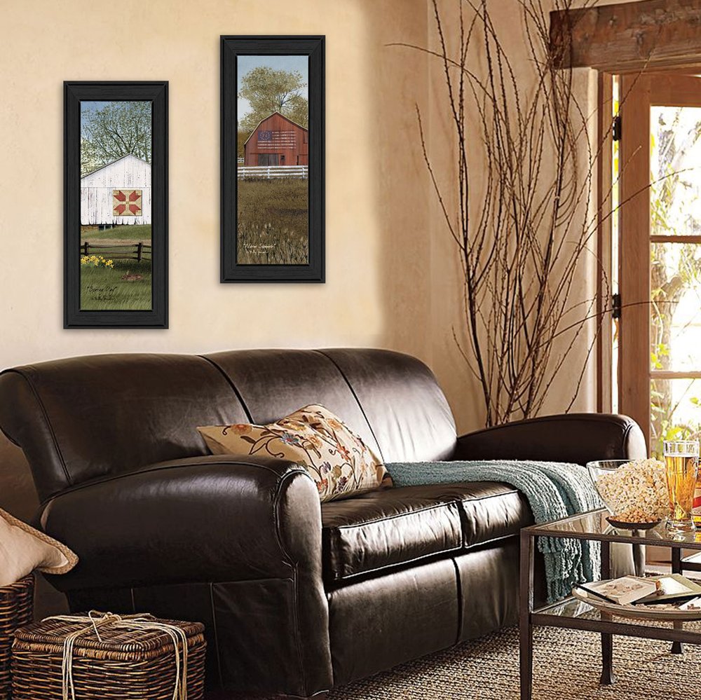 Set Of Two Country Barns 3 Black Framed Print Wall Art HomeRoots