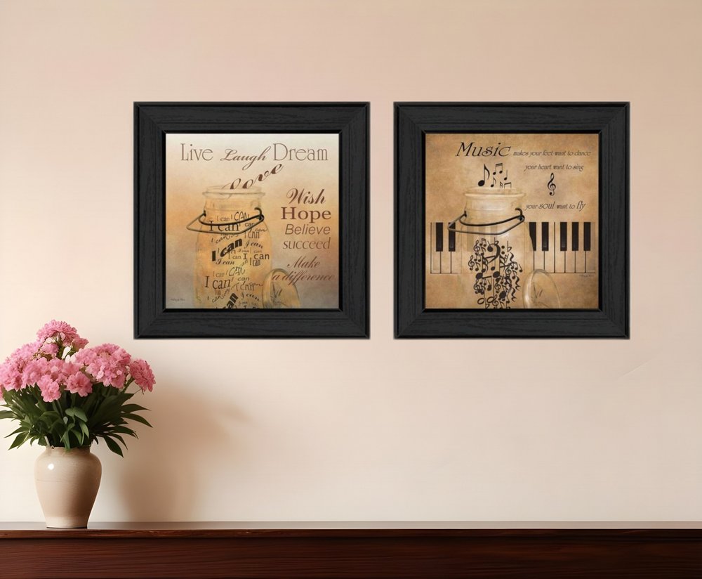 Set Of Two Music 3 Black Framed Print Wall Art HomeRoots