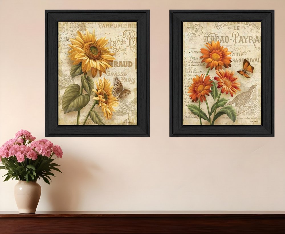 Set Of Two Flowers 2 Black Framed Print Wall Art HomeRoots