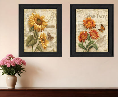 Set Of Two Flowers 2 Black Framed Print Wall Art HomeRoots