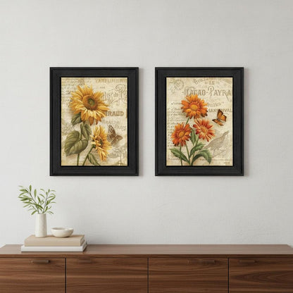 Set Of Two Flowers 2 Black Framed Print Wall Art HomeRoots