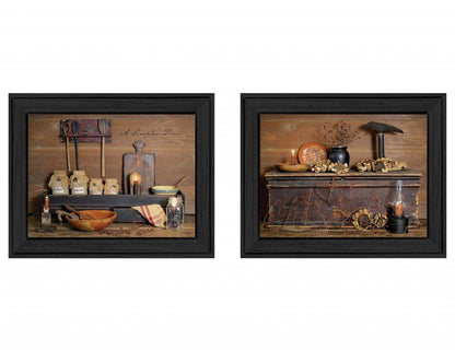 Set Of Two Rustic Black Framed Print Wall Art HomeRoots