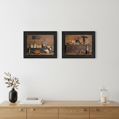 Set Of Two Rustic Black Framed Print Wall Art HomeRoots