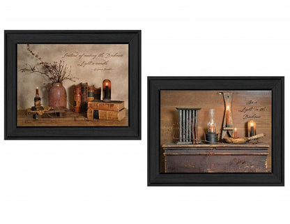 Set Of Two Candles Black Framed Print Wall Art HomeRoots