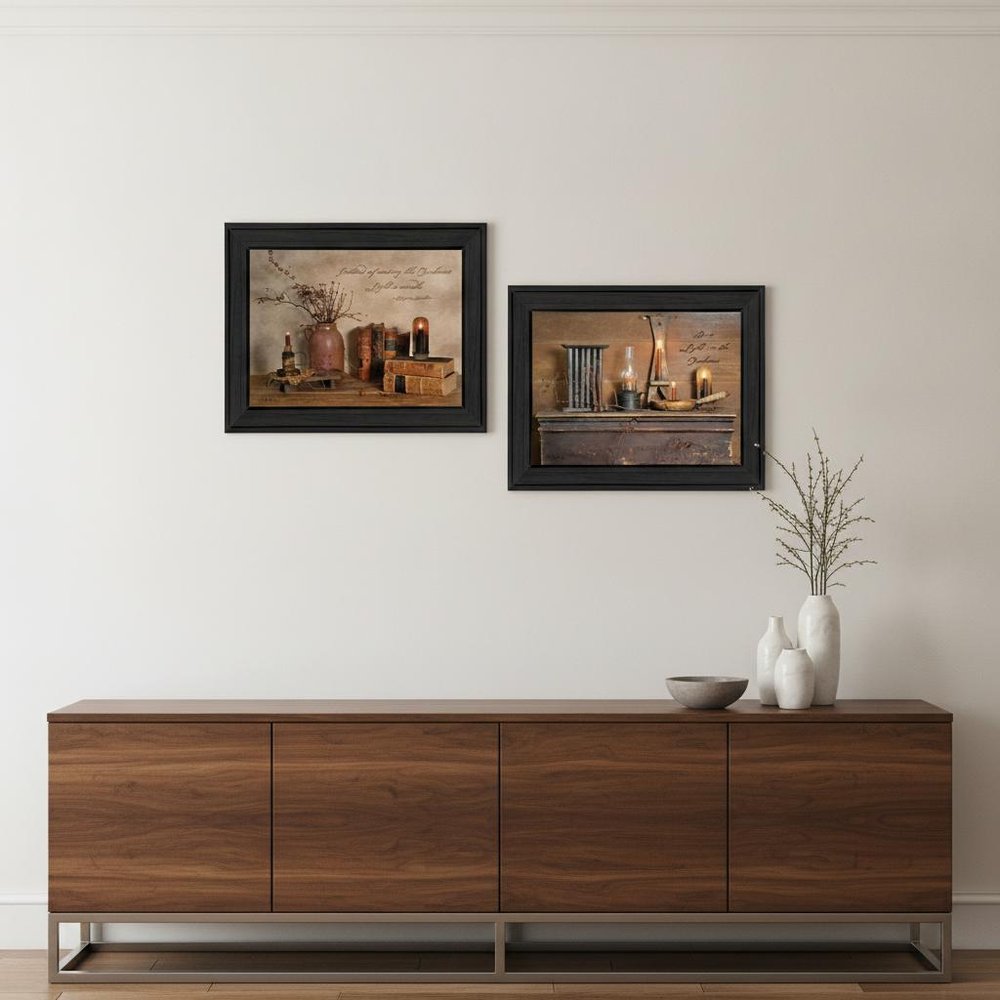 Set Of Two Candles Black Framed Print Wall Art HomeRoots