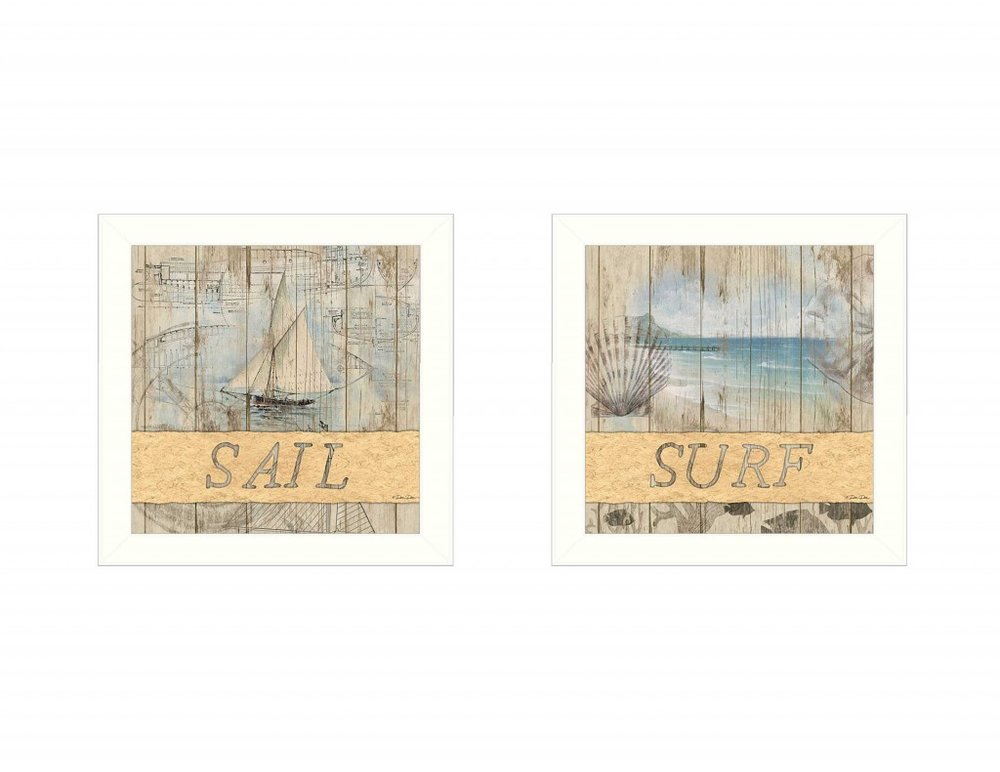 Set Of Two Sail or Surf White Framed Print Wall Art HomeRoots