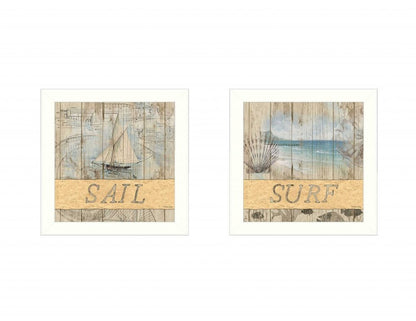 Set Of Two Sail or Surf White Framed Print Wall Art HomeRoots