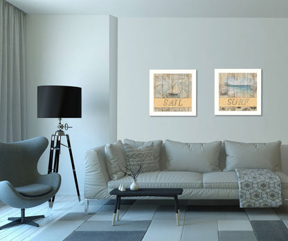 Set Of Two Sail or Surf White Framed Print Wall Art HomeRoots