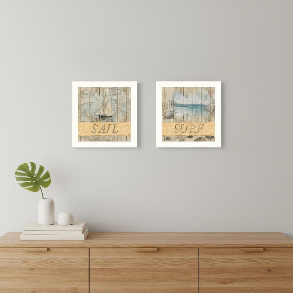 Set Of Two Sail or Surf White Framed Print Wall Art HomeRoots