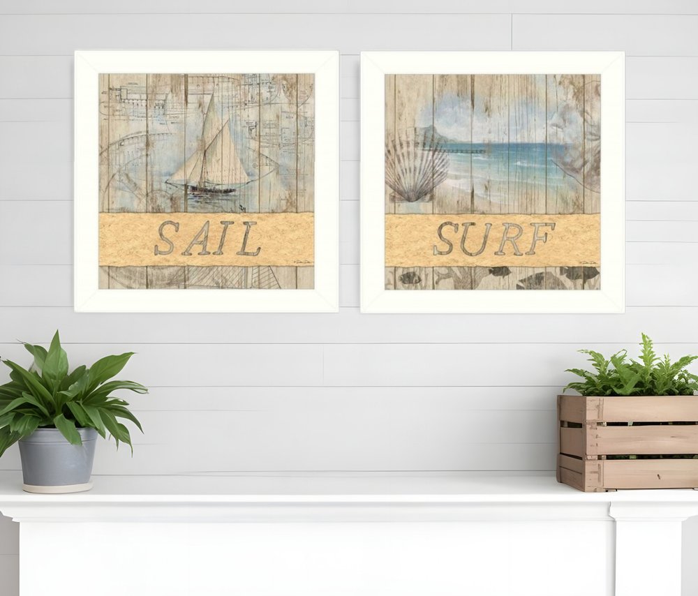 Set Of Two Sail or Surf White Framed Print Wall Art HomeRoots