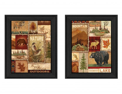Set Of Two Lodge Collage Black Framed Print Wall Art HomeRoots