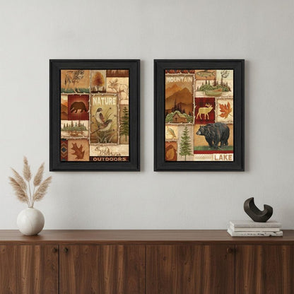 Set Of Two Lodge Collage Black Framed Print Wall Art HomeRoots