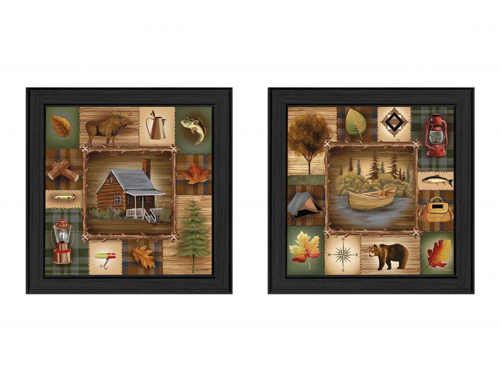 Set Of Two Up North Black Framed Print Wall Art HomeRoots