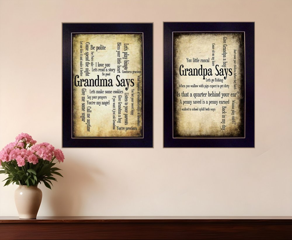 Set Of Two Grandparents Black Framed Print Wall Art HomeRoots