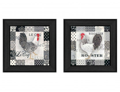 Set Of Two Rooster I Black Framed Print Wall Art HomeRoots