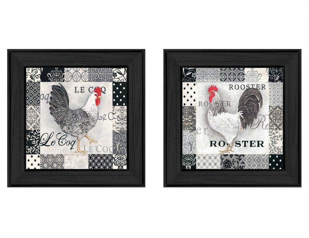 Set Of Two Rooster I Black Framed Print Wall Art HomeRoots