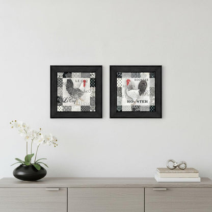 Set Of Two Rooster I Black Framed Print Wall Art HomeRoots