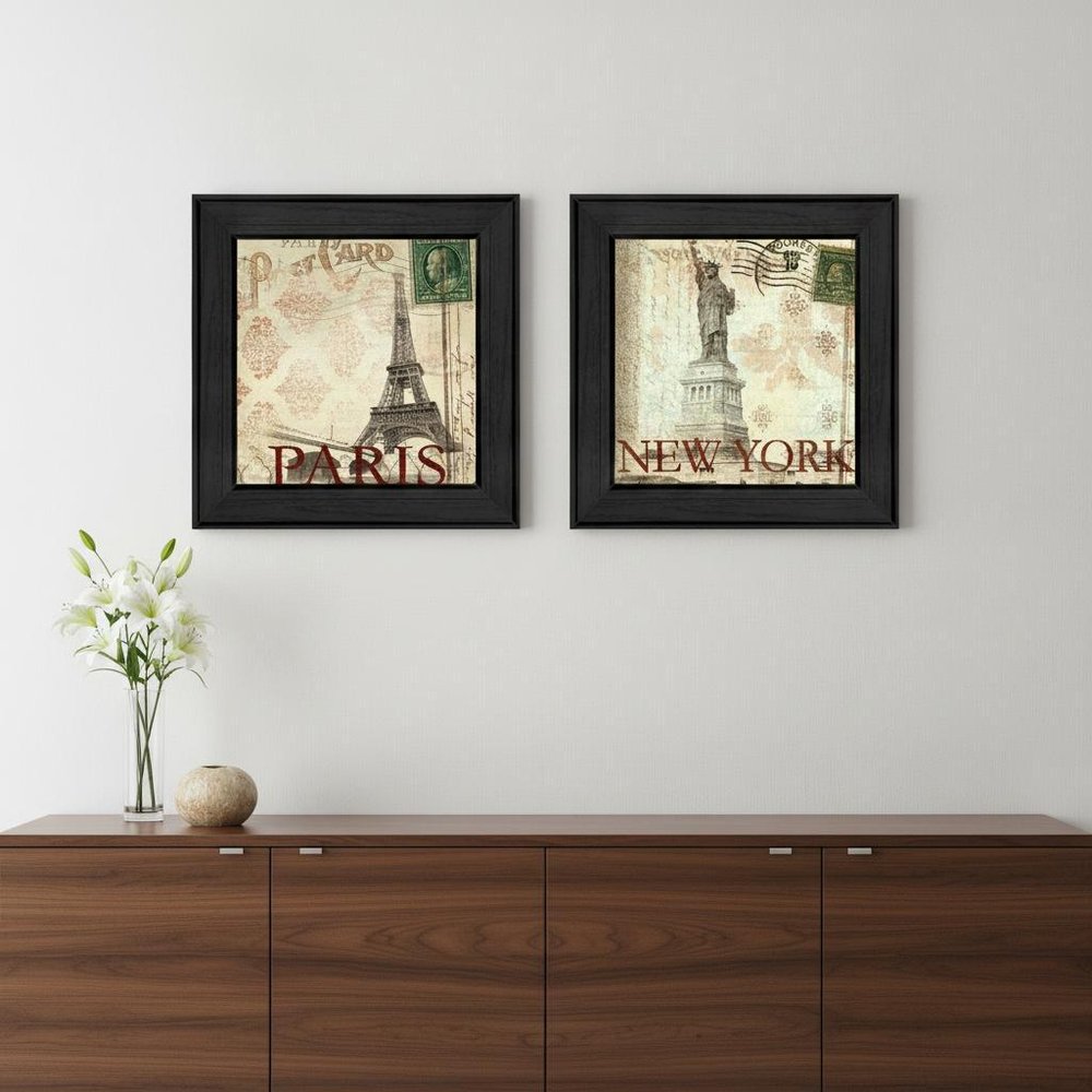 Set Of Two Post Cards Black Framed Print Wall Art HomeRoots