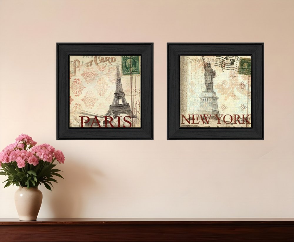 Set Of Two Post Cards Black Framed Print Wall Art HomeRoots