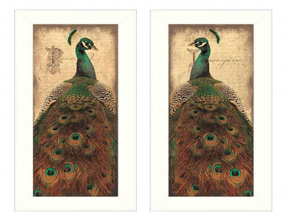 Set Of Two Peacock 1 White Framed Print Wall Art HomeRoots