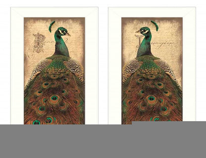 Set Of Two Peacock 1 White Framed Print Wall Art HomeRoots