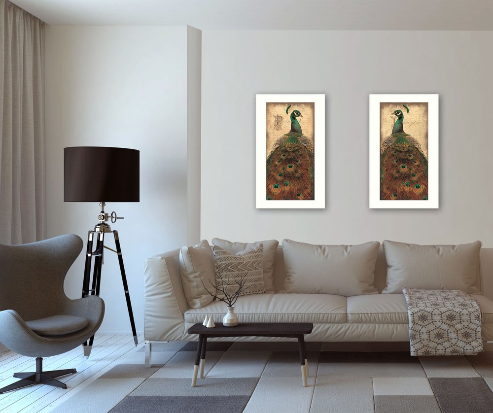 Set Of Two Peacock 1 White Framed Print Wall Art HomeRoots