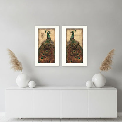 Set Of Two Peacock 1 White Framed Print Wall Art HomeRoots
