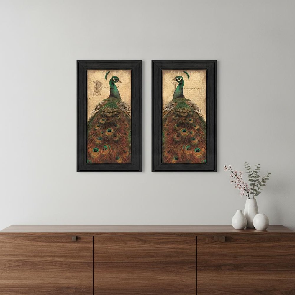 Set Of Two Peacock 2 Black Framed Print Wall Art HomeRoots