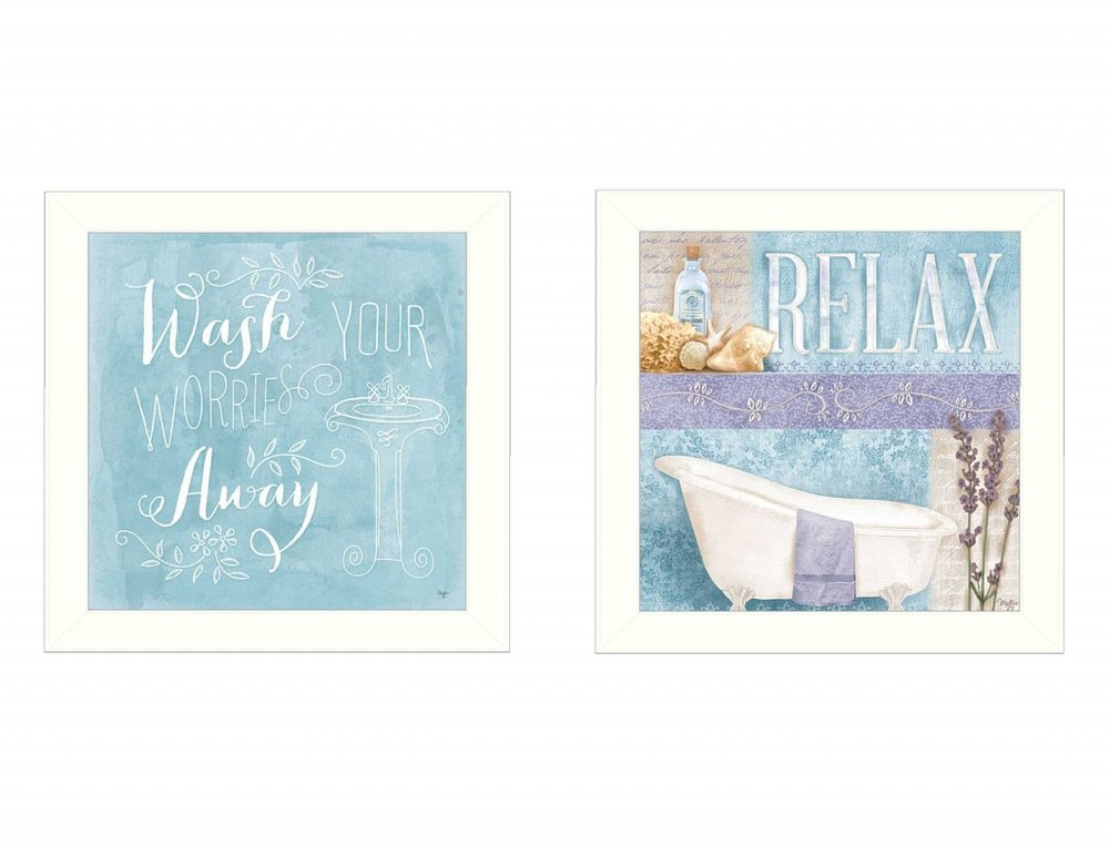 Set Of Two Wash White Framed Print Bathroom Wall Art HomeRoots