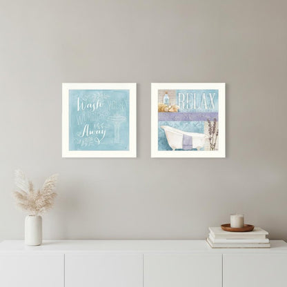 Set Of Two Wash White Framed Print Bathroom Wall Art HomeRoots