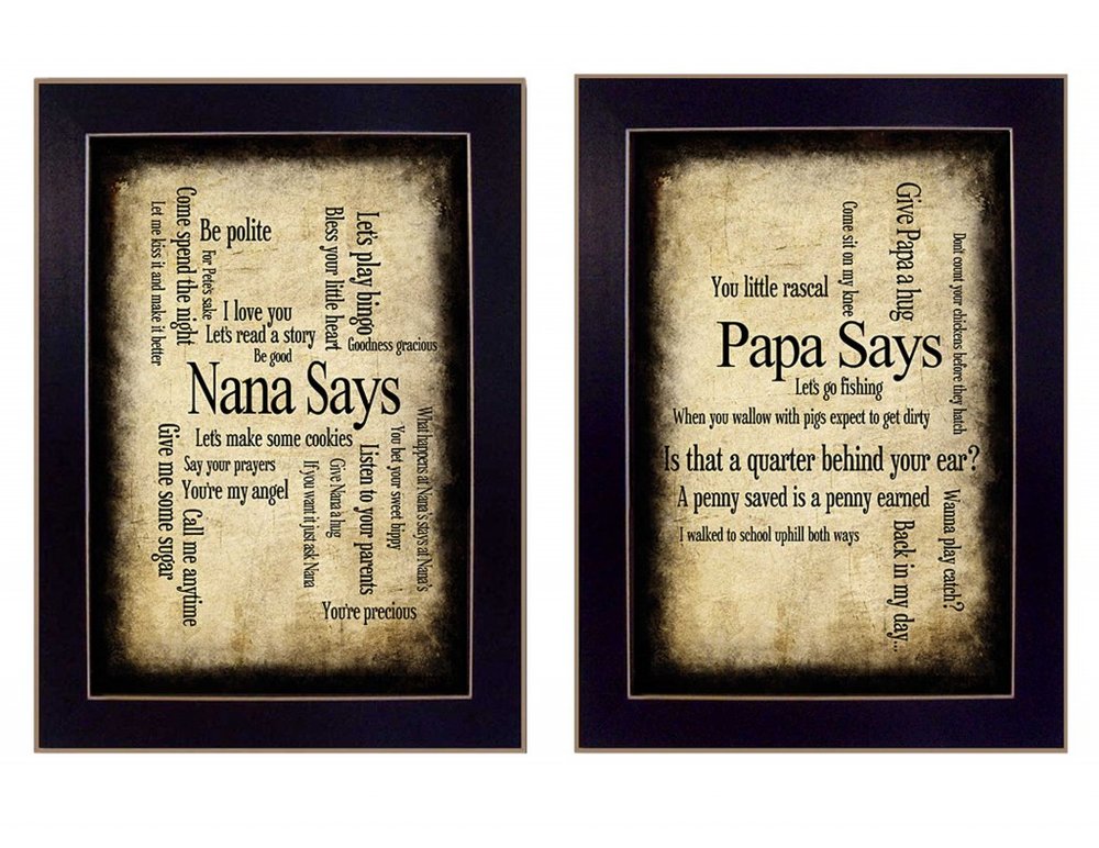 Set Of Two Nana or Papa Black Framed Print Wall Art HomeRoots