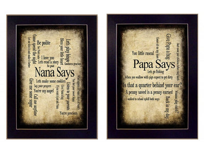 Set Of Two Nana or Papa Black Framed Print Wall Art HomeRoots
