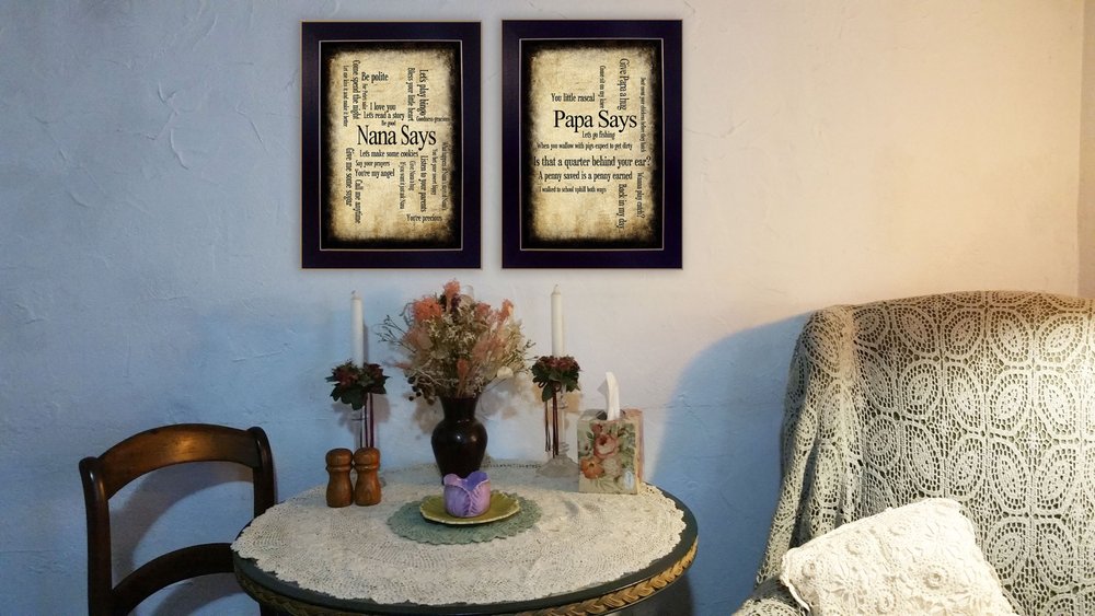 Set Of Two Nana or Papa Black Framed Print Wall Art HomeRoots