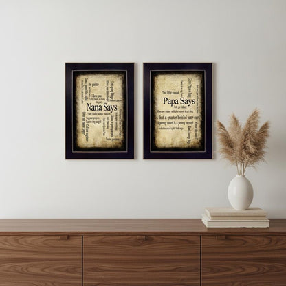Set Of Two Nana or Papa Black Framed Print Wall Art HomeRoots