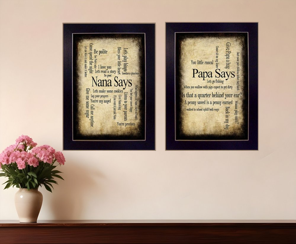 Set Of Two Nana or Papa Black Framed Print Wall Art HomeRoots