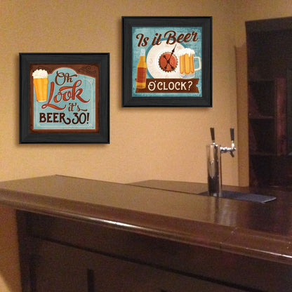 Set Of Two Beer Oclock Black Framed Print Wall Art HomeRoots